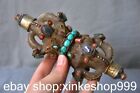 6.6" Old Tibet Natural Crystal Inlay Turquoise Carving Phurba Dagger Holder A2