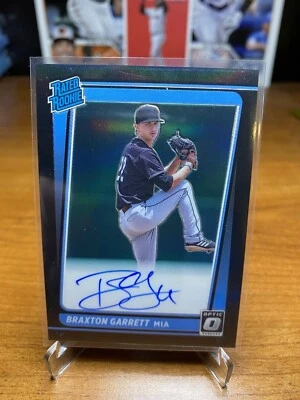 2021 Donruss Optic Braxton Garrett Black Prizm Rated Rookie Auto /50 RC Marlins - Image 1 of 2