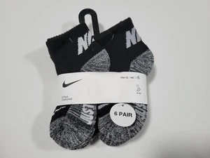 NIKE  Brand Boys Socks Ankle -Cushioned Breathable Dri Fit 6 Pairs SIZE 7C-10C - Picture 1 of 10