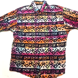 Vintage Body Objects Abstract Geometric Button Down Shirt M Bold Loud - Picture 1 of 6