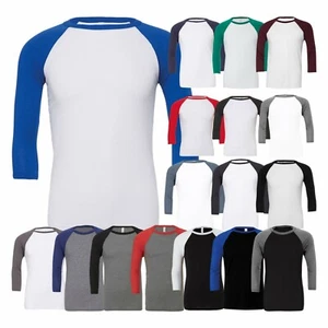 Canvas Unisex 3/4 Sleeve Baseball Tee Raglan Sleeves T-Shirt Casual Fashion Wear - Picture 1 of 17