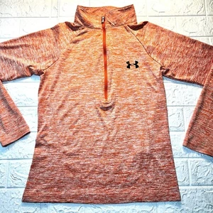 Boys UnderArmour 1/4 Zip Shirt, Size Extra Small, XS, Orange, Loose, Polyester - Picture 1 of 4