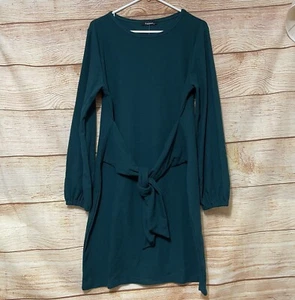 Women's Long Sleeve Elegant Knitted Bodycon Wrap Tie Waist Dress Sz XL - Picture 1 of 4