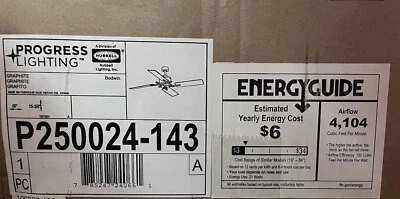 Progress Lighting Bedwin Black Gray Ceiling Fan with Remote P250024-143 New/Open - Image 1 of 3
