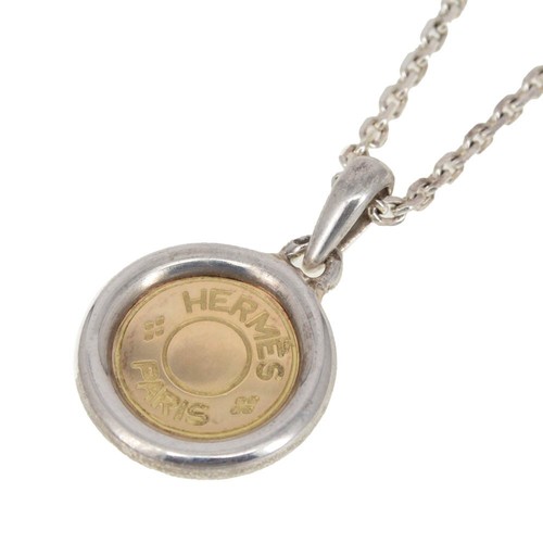 HERMÈS Collana serie HERMES SV925 K18YG argento oro donna gioielli S#141230