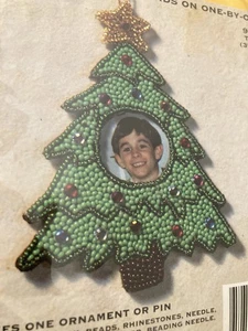 Christmas Tree Ornament or Pin Stitch & Fill Beading Kit NIP #907T 4x3” Vintage - Picture 1 of 3