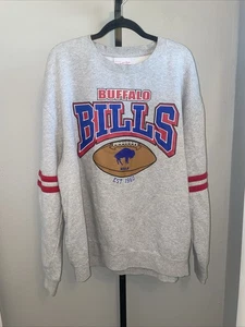 Buffalo Bills Sweatshirt Mitchell & Ness Size 2XL Grey NFL Crewneck Men’s - Picture 1 of 6