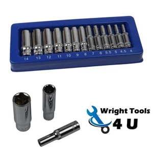 US.PRO 1/4 tiefer Steckschlüsselsatz 13 Stck. 4-14 mm 6pt Werkzeuge - Bild 1 von 3