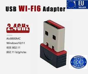 USB Adapter for PC & Desktop | 2.4G /5G | Fast WiFi for Gaming Wi-Fi 6 - EU - Picture 1 of 5