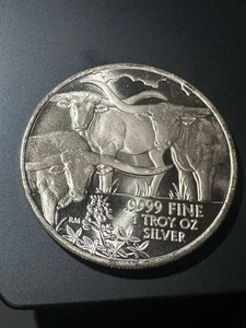 2014 Texas Precious Metals Longhorn Design 1 oz .9999 Fine Silver Bluebonnet Art - Picture 1 of 3