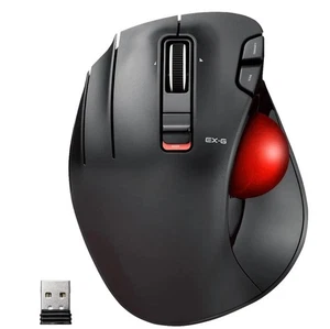 ELECOM EX-G Left Handed Trackball Mouse 2.4 GHz USB Wireless Ergonomic Thumb - Picture 1 of 12