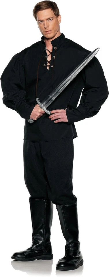 CAMISA FANTASIA PIRATA MASCULINA ADULTA RENASCENTISTA MEDIEVAL ESPADACHINS ZORRO MOSQUETEIROS - Imagem 1 de 1