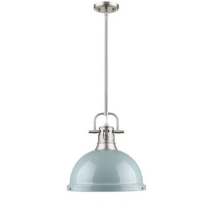 Golden Lighting Pendant Lights Dome 1-Light Dimmable in Pewter w/ Sea Foam Shade - Picture 1 of 2