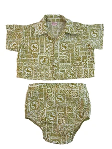 Vintage 1940er Hali'i Moden ~ Honolulu ~ Jungen 2-teiliges S/S Outfit mit Kragen - Bild 1 von 5