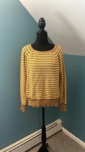 Prana Gadie Yellow Striped Sweater Size Large - Picture 1 of 12