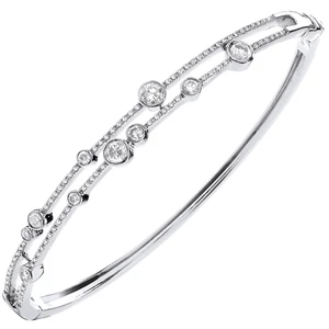 1,00 Karat natürlicher Rundschliff Diamant Hauptstein Zargenfassung Armreif 18 Karat Weißgold - Bild 1 von 6