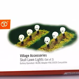 Dept. 56 HALLOWEEN Village Accessory SKULL LAWN LIGHTS (Set of 2) NEW - Picture 1 of 7