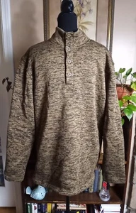 Weatherproof Vintage Men’s Sweater Brown Size Large 1/4 Button Fleece Lined - Picture 1 of 6
