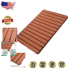 Premium Heavy Duty Shower Mat - Elegant Teak Tint 20 x 28.5 Inch, Anti-Slip - Picture 1 of 9