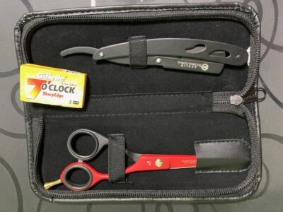 6” Professional Salon Hair Cutting Scissors  Barber Shears Razor Set Kit - Image 1 of 4