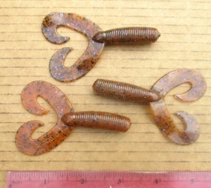Remolques de plantilla de 20 quilates con escamas de semilla de calabaza púrpura 4" cola doble lubina cebos de pesca - Imagen 1 de 3