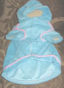 Hooded Velour Baby Blue Embroidery with rhinestones Dog Coat Large NEW - Picture 1 of 3