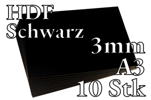 10x Schwarz HDF - Faserplatte - 3mm - A3 - Platten - Onlywood