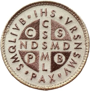 ST BENEDICT CROSS CRUSADER CHRISTIANITY TACTICAL ARMY DESERT HOOK MORALE PATCH - Picture 1 of 2