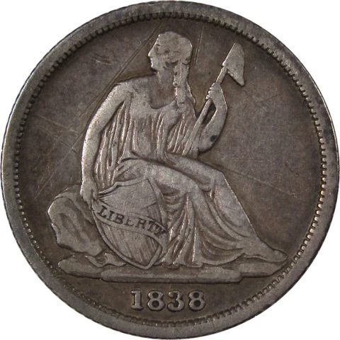1838 O Seated Liberty Dime VF Very Fine Details 90% Silver SKU:I272 Cover