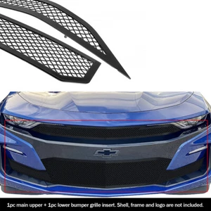 Fits 2019-2024 Chevy Camaro 1SS/2SS Stainless Black Mesh Grille Insert Combo - Picture 1 of 3
