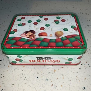 1991 M&M tin with three kids snuggled in dreaming of M&Ms. very colorful - Picture 1 of 8