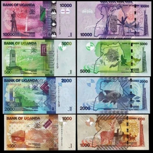 Uganda 4 Pcs UNC Set, 1000 2000 5000 10000 Shillings 2021 2022 2023 - Picture 1 of 7
