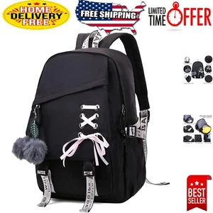 Fashionable Black School Backpack for Teens - 30L Capacity and Water-Resistant - Picture 1 of 8