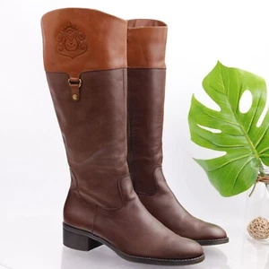 Franco Sarto Women's Clarity Boot Size 9.5 Tall Taupe Brown Leather Low Heel - Picture 1 of 16