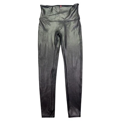 Spanx High Waist Faux Leather Leggings Shiny Black Athleisure Pants XL - Image 1 of 4
