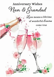 NAN & GRANDAD ANNIVERSARY WISHES CARD - Picture 1 of 2
