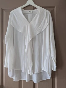 Mela Purdie White Ruffle Blouse 10 - Picture 1 of 7