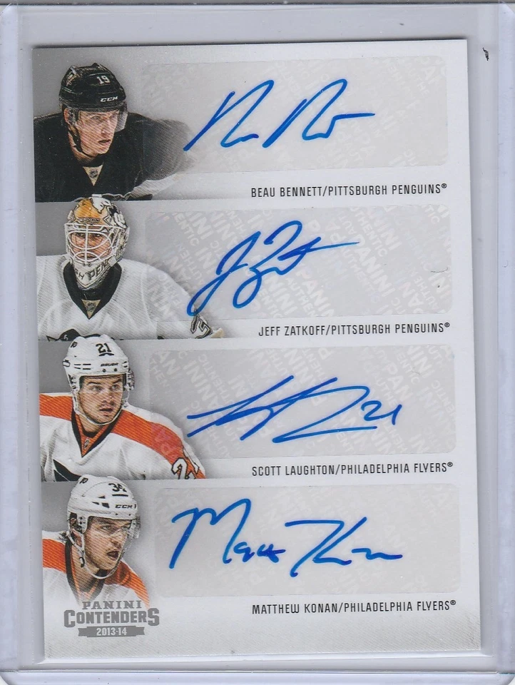 2013-14 PANINI CONTENDERS FOURS AUTOGRAPH #C4-RK4 BENNETT/ZATKOFF/LAUGHTON/KONAN - Image 1 of 1