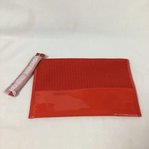 Kenzo Parfums Large Red Chevron Pouch, Zippered Wristlet, Clutch, Makeup Bag - Picture 1 of 6