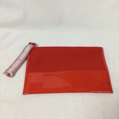 Kenzo Parfums Large Red Chevron Pouch, Zippered Wristlet, Clutch, Makeup Bag - Image 1 of 4