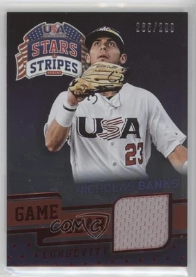 2015 Panini Stars and Stripes Game Gear Longevity Ruby /299 Nick Banks Nicholas - Image 1 of 2