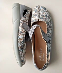 Hotter 'SHAKE' Shoes (Mary Janes) UK Size 7.5 standard Floral-print, worn twice - Picture 1 of 8