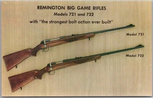 REMINGTON BIG GAME RIFLES Postcard Models 721 & 722 "Strongest Bolt Action" - Picture 1 of 2