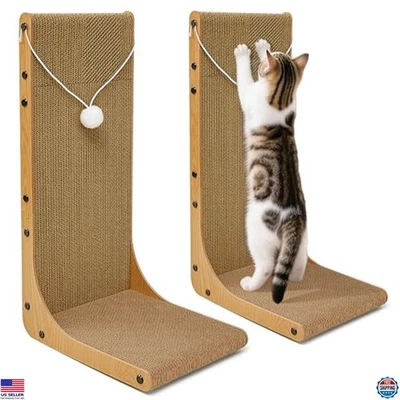 Value 2-Pack 23.6 Inch L-Shaped Cardboard Cat Scratcher, Dual Use (Vert/Horiz) - Image 1 of 4