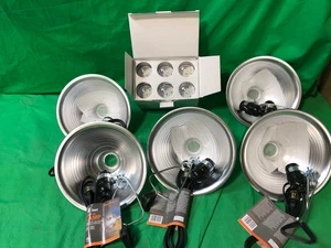 X5) MODEL DL 901 Reflector Clamp Lamp w/6-feet 18/2 SPT-2 Cord,  +6 GROW LAMPS - Picture 1 of 7
