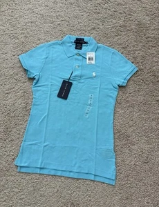 Neu mit Etikett Polo Ralph Lauren Skinny Fit Damen Small Pony Polo T-Shirt türkis Gr. S - Bild 1 von 8