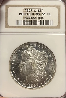 1897-S Redfield Pedigree NGC MS63 PL Prooflike Morgan Silver Dollar - Image 1 of 4