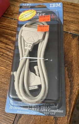 Genuine IBM Bi-Directional IEEE 1284 6' Printer Cable NEW SEALED NOS FAST SHIP - Image 1 of 4