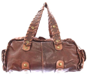 Chloe Silverado Tote Handbag Shoulder Bag Dark Brown Leather Auth Made in Italy - Picture 1 of 12