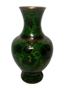 Chinese Bronze Cloisonne Green Enamel Dragon Vase - Picture 1 of 5